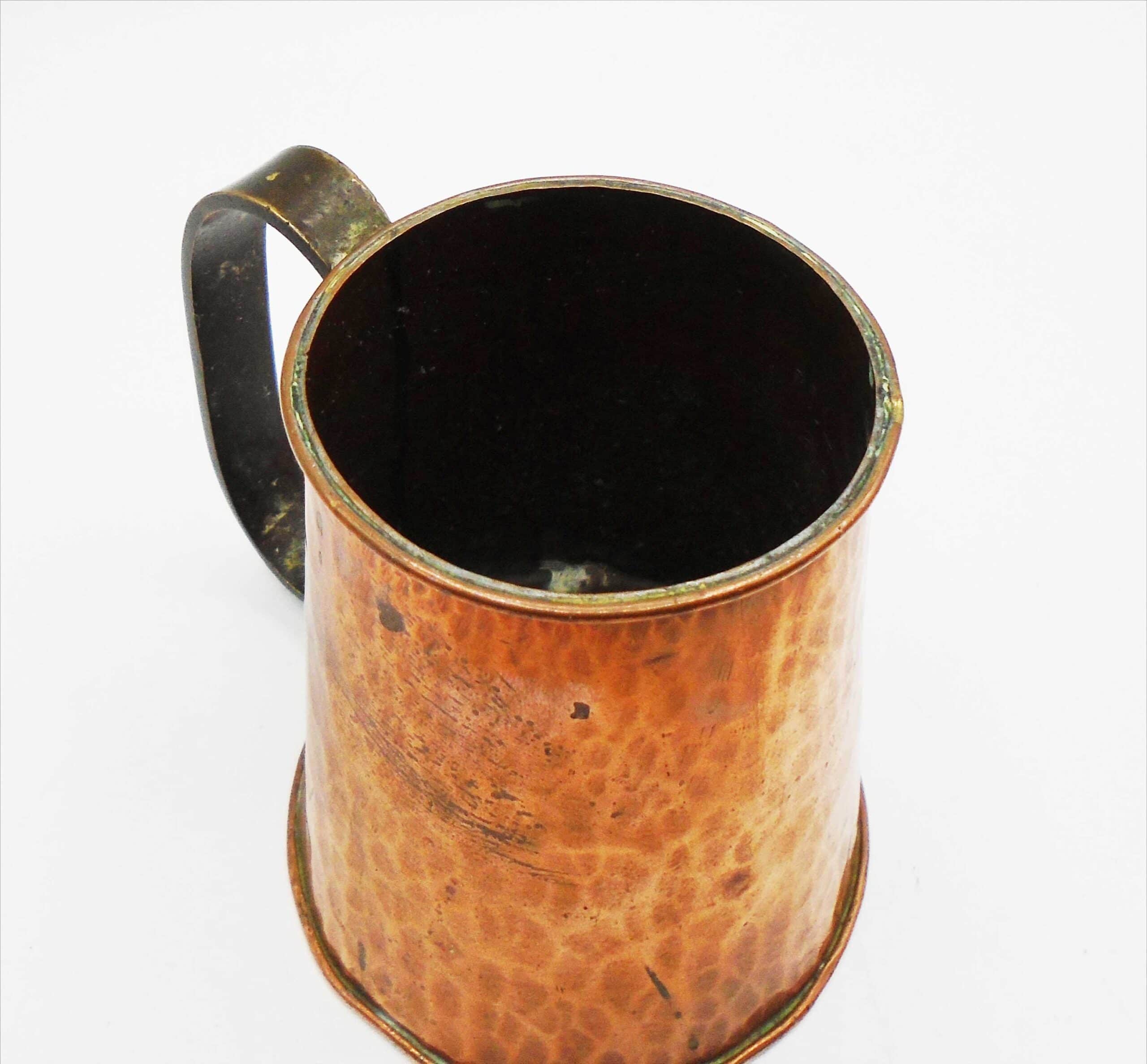 Old Vintage Hand Beaten Arts & Crafts Style Copper Tankard - Image 4