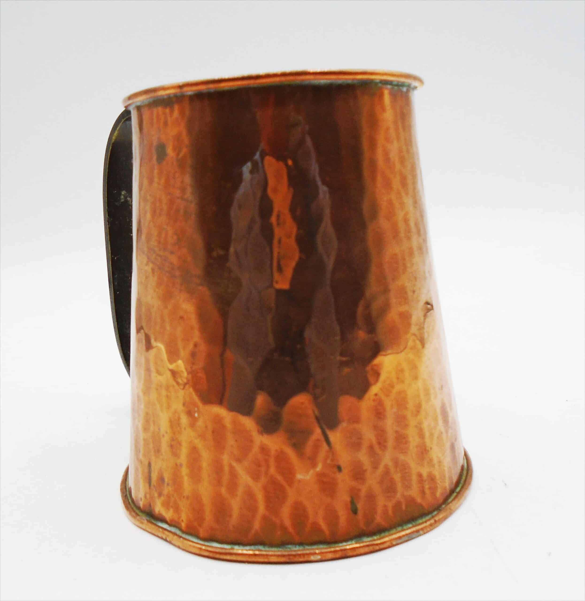 Old Vintage Hand Beaten Arts & Crafts Style Copper Tankard - Image 3
