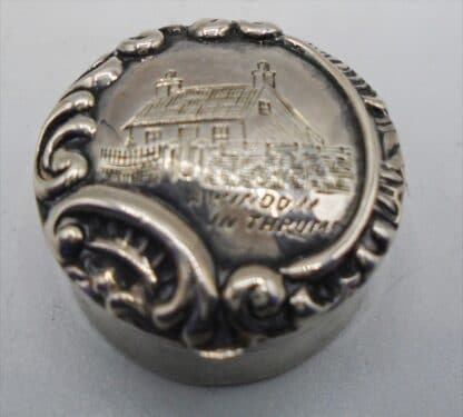 Adie & Lovekin Ltd 1890s Silver-Repousse Round Pill Box
