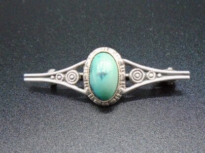 Vintage Silver Brooch With Aquamarine Coloured Stone