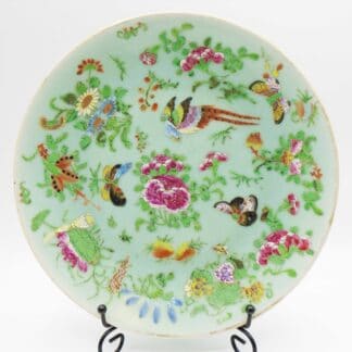 Antique c1830 Chinese Celedon Famille Rose Charger Plate