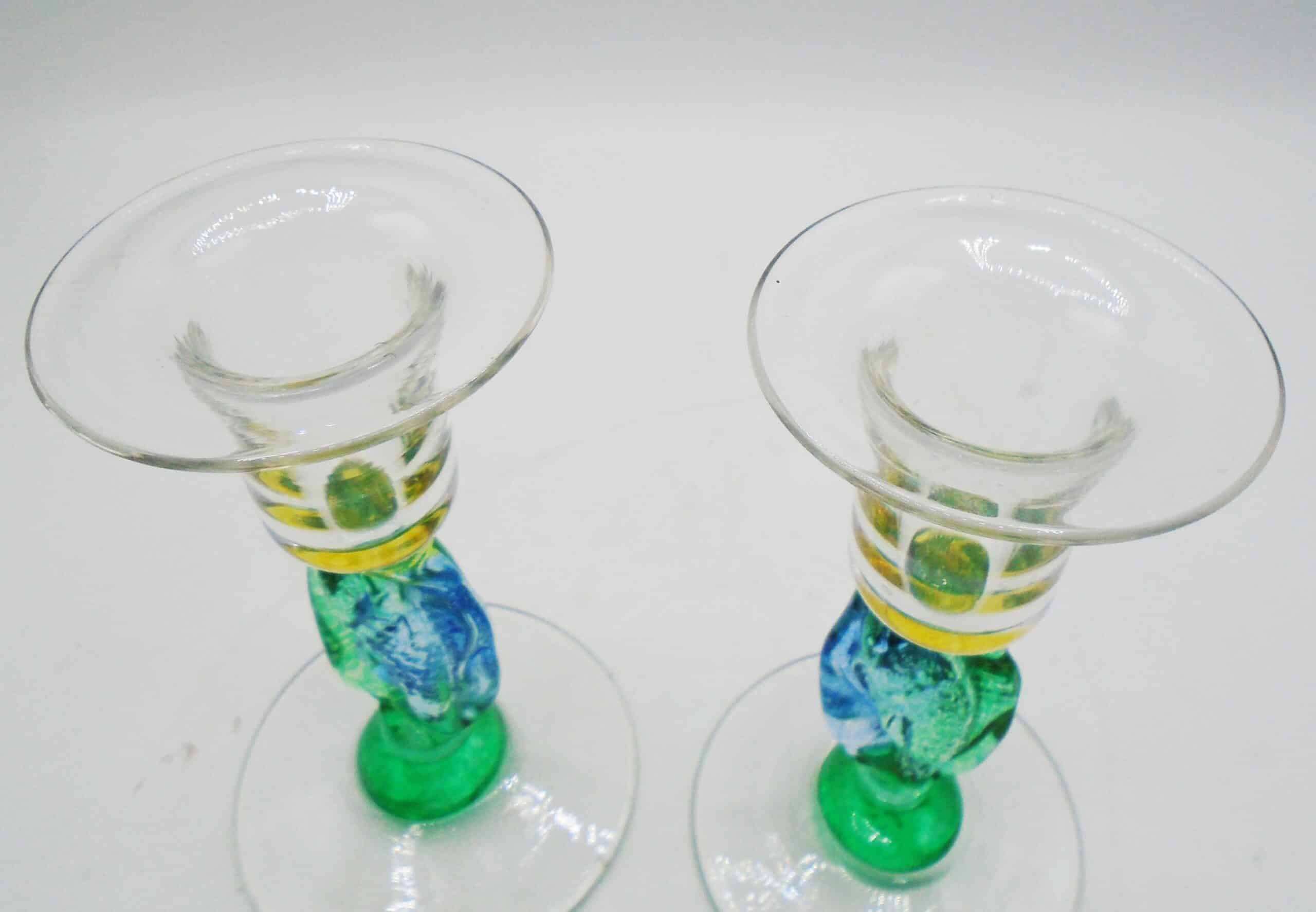 Rare Pair Of Helen Millard Hand-Blown Glass Candlesticks - Image 3
