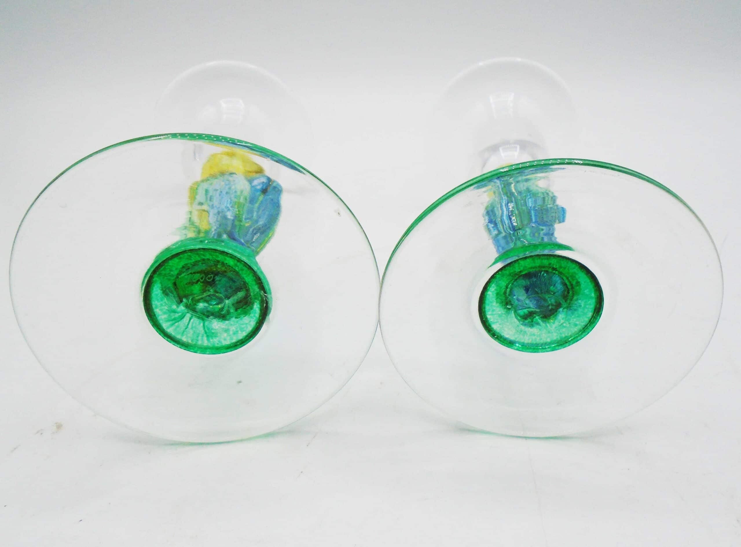 Rare Pair Of Helen Millard Hand-Blown Glass Candlesticks - Image 4