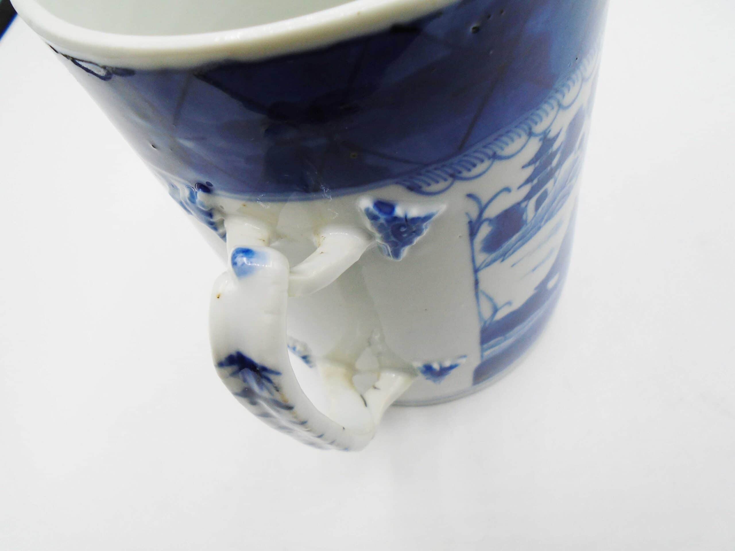 Chinese Canton Qianlong Blue White Tankard Mug 18th Century - Image 4