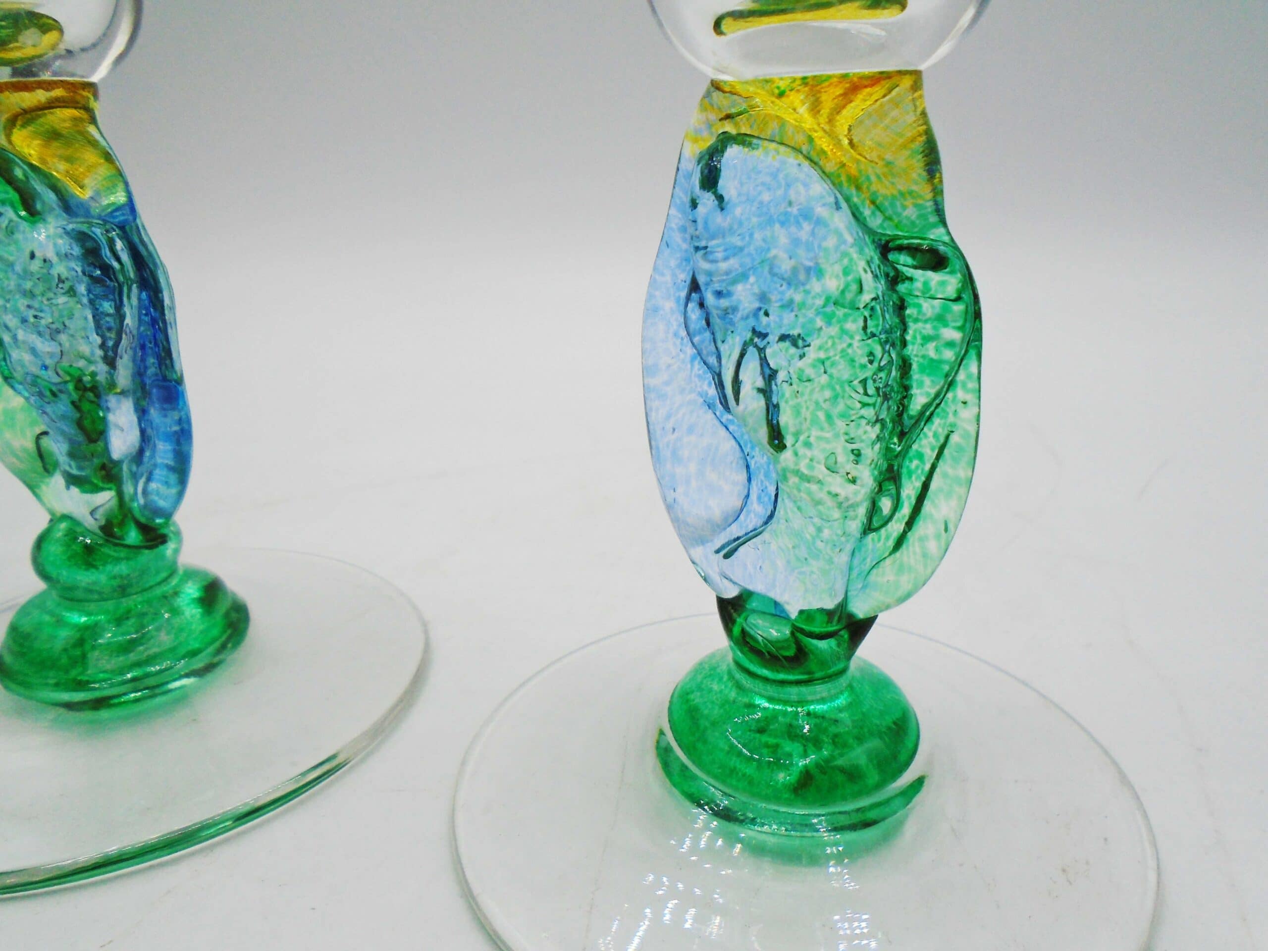 Rare Pair Of Helen Millard Hand-Blown Glass Candlesticks - Image 2