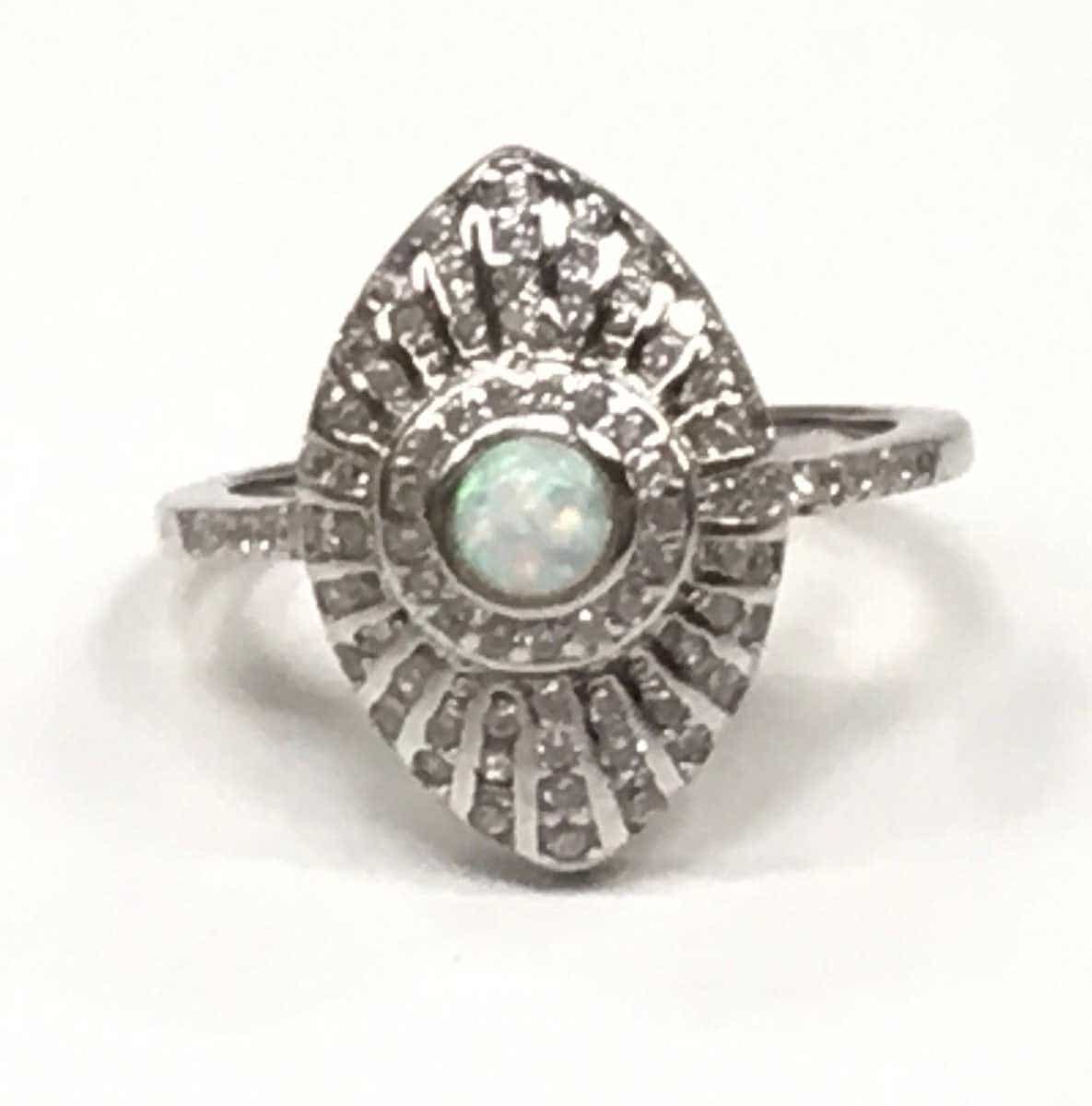 Art Deco Styled Opal Panelled 925 Silver Ring - Image 2