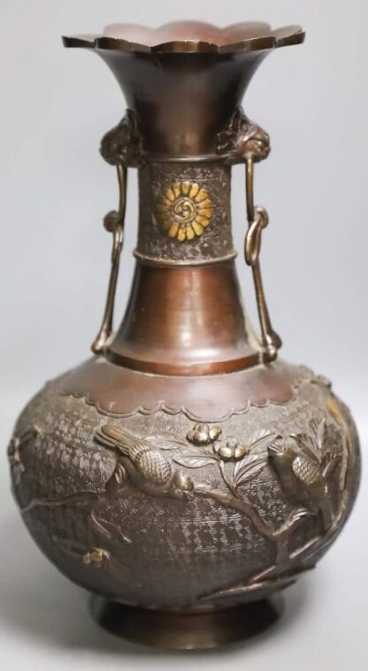 Japanese Meiji Period Ornate Bronze Vase