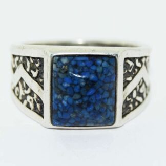 Vintage Large Silver Mens Ring With Semi-Precious Stone
