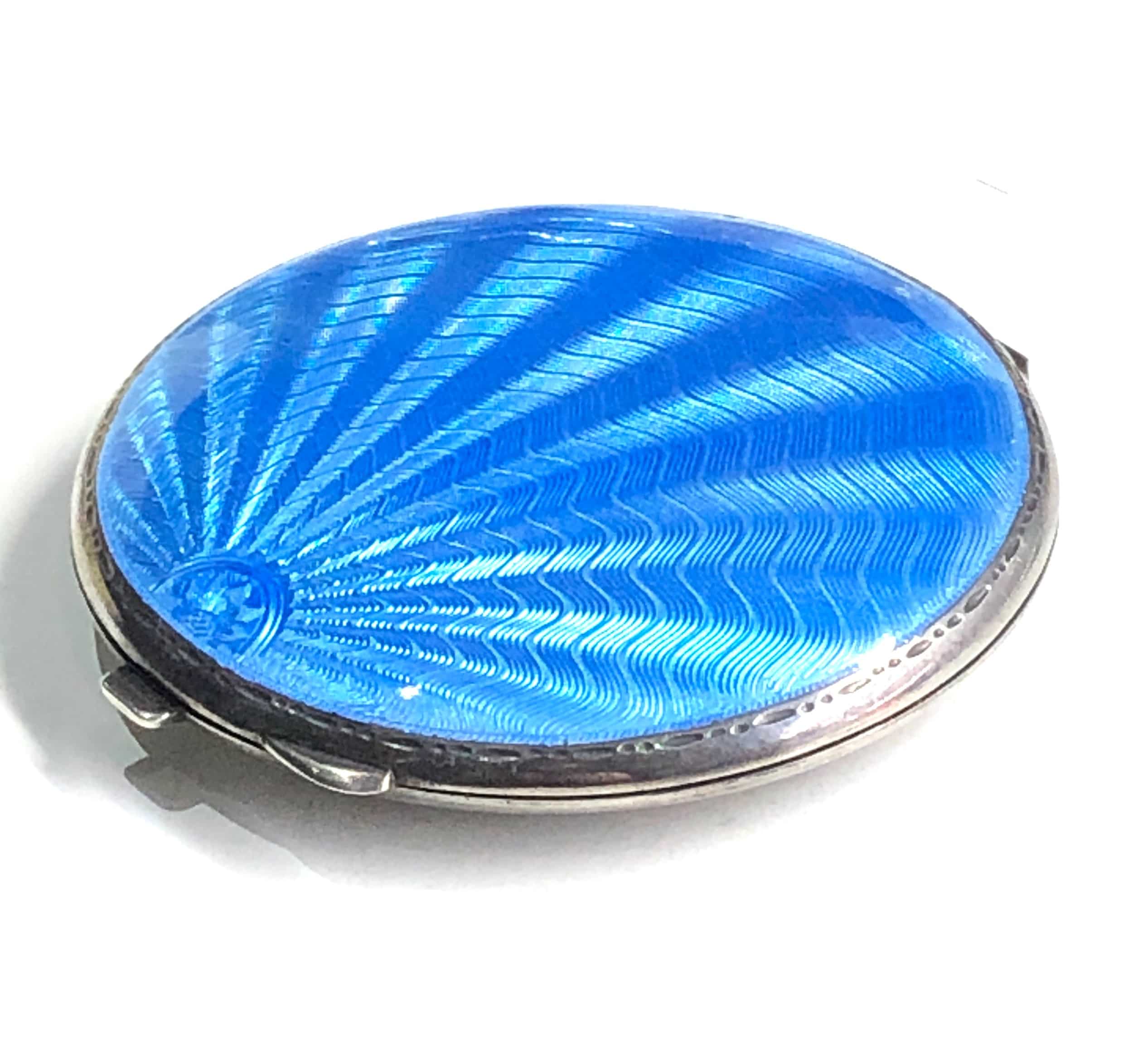 Antique Art Deco Silver & Guilloche Enamelled Ladies Compact - Image 2