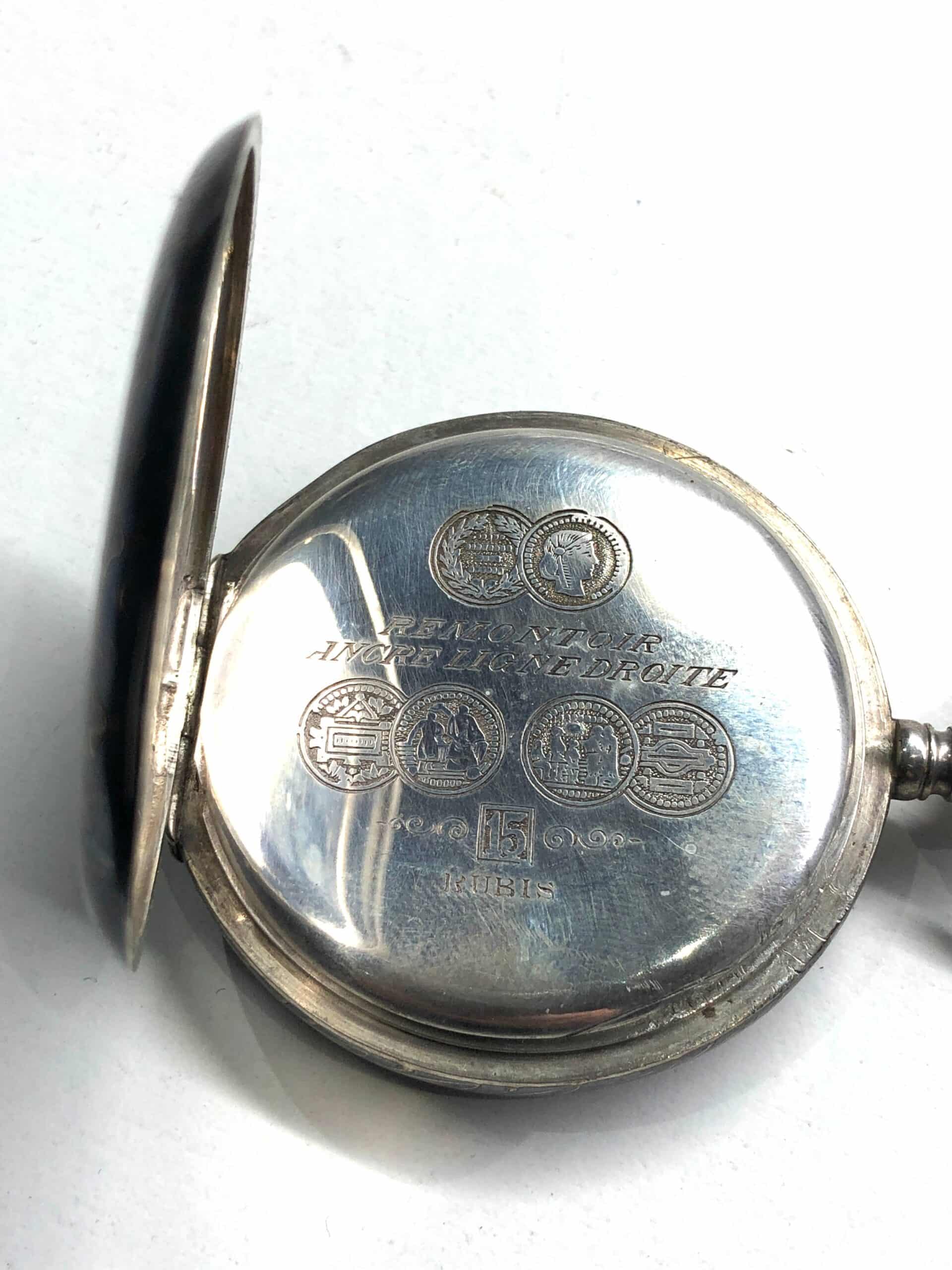 Antique Swiss 800 Silver Niello Full Hunter Watch With 15 Jewel - Image 4