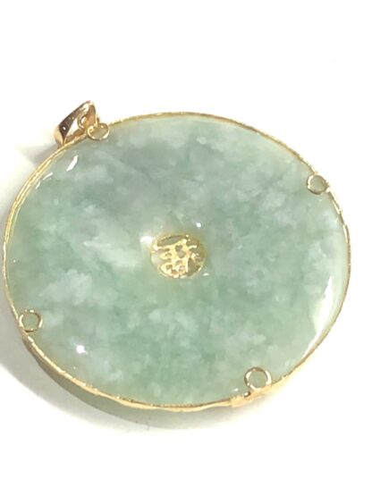 9ct Gold Chinese Pale Green Jade Pendant