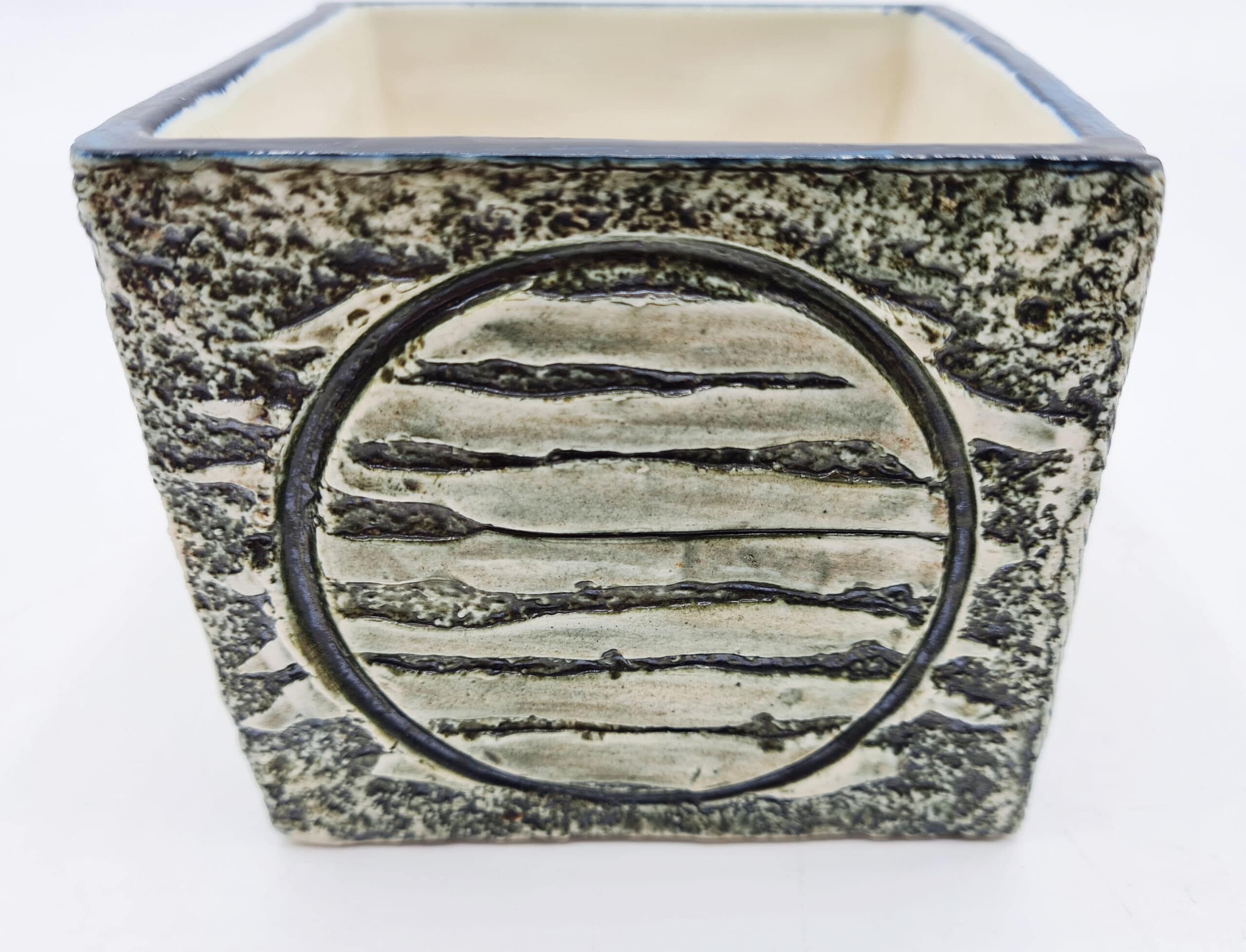 Blue Beige Troika Cube Vase By Alison Brigden - Image 4