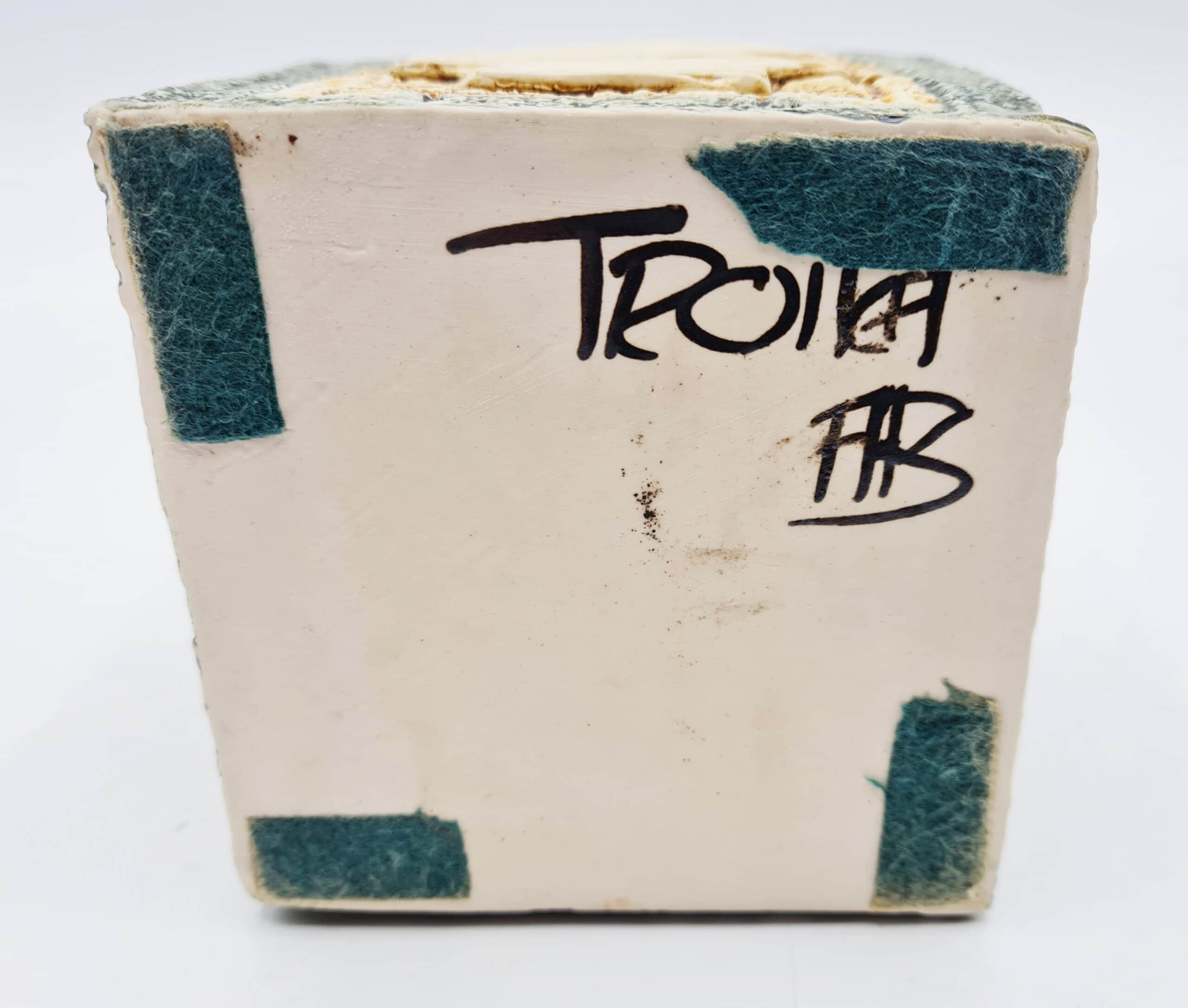 Blue Beige Troika Cube Vase By Alison Brigden - Image 5