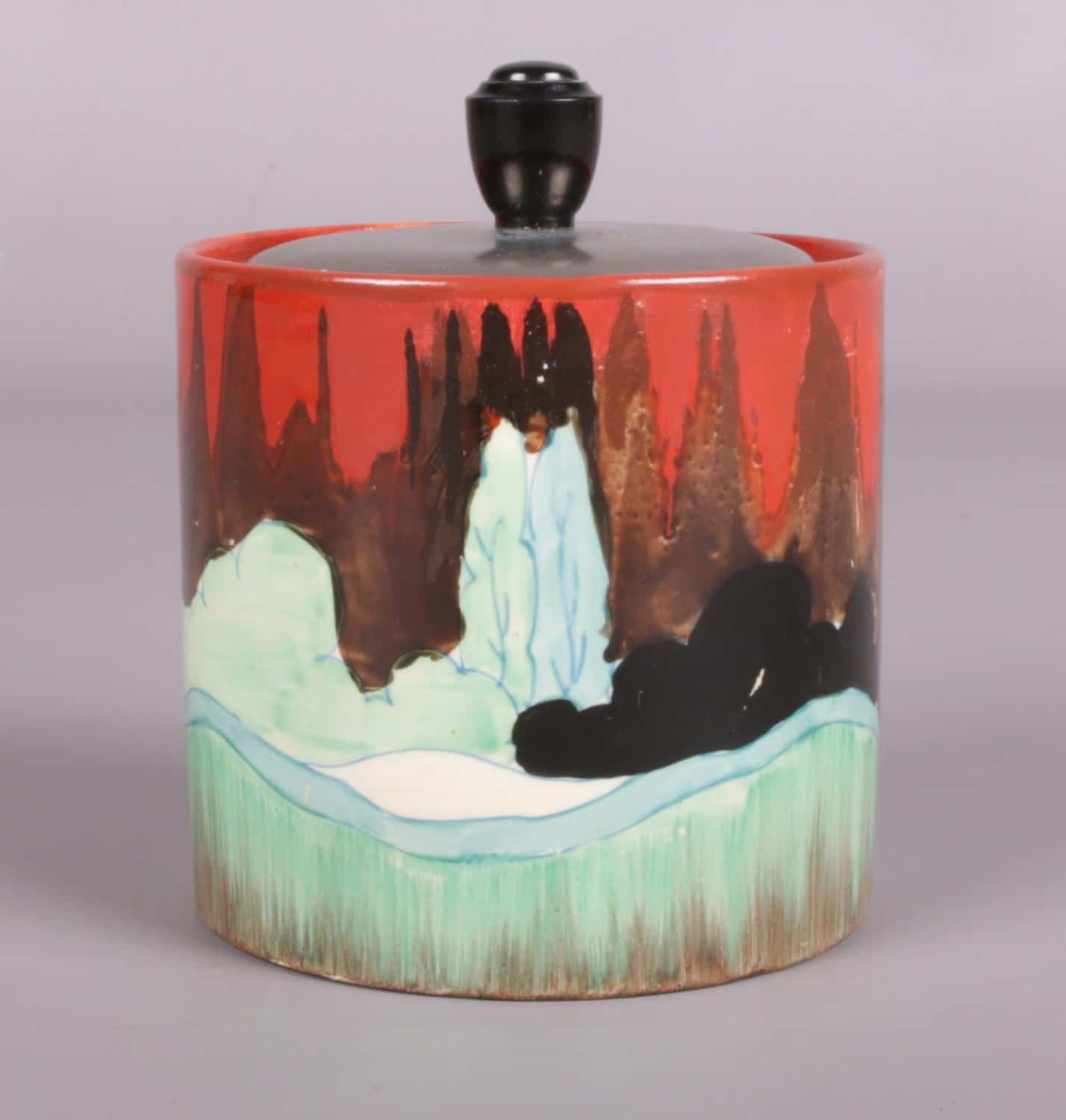 1930s Clarice Cliff Forest Glen Preserve Pot With Lid - Image 2