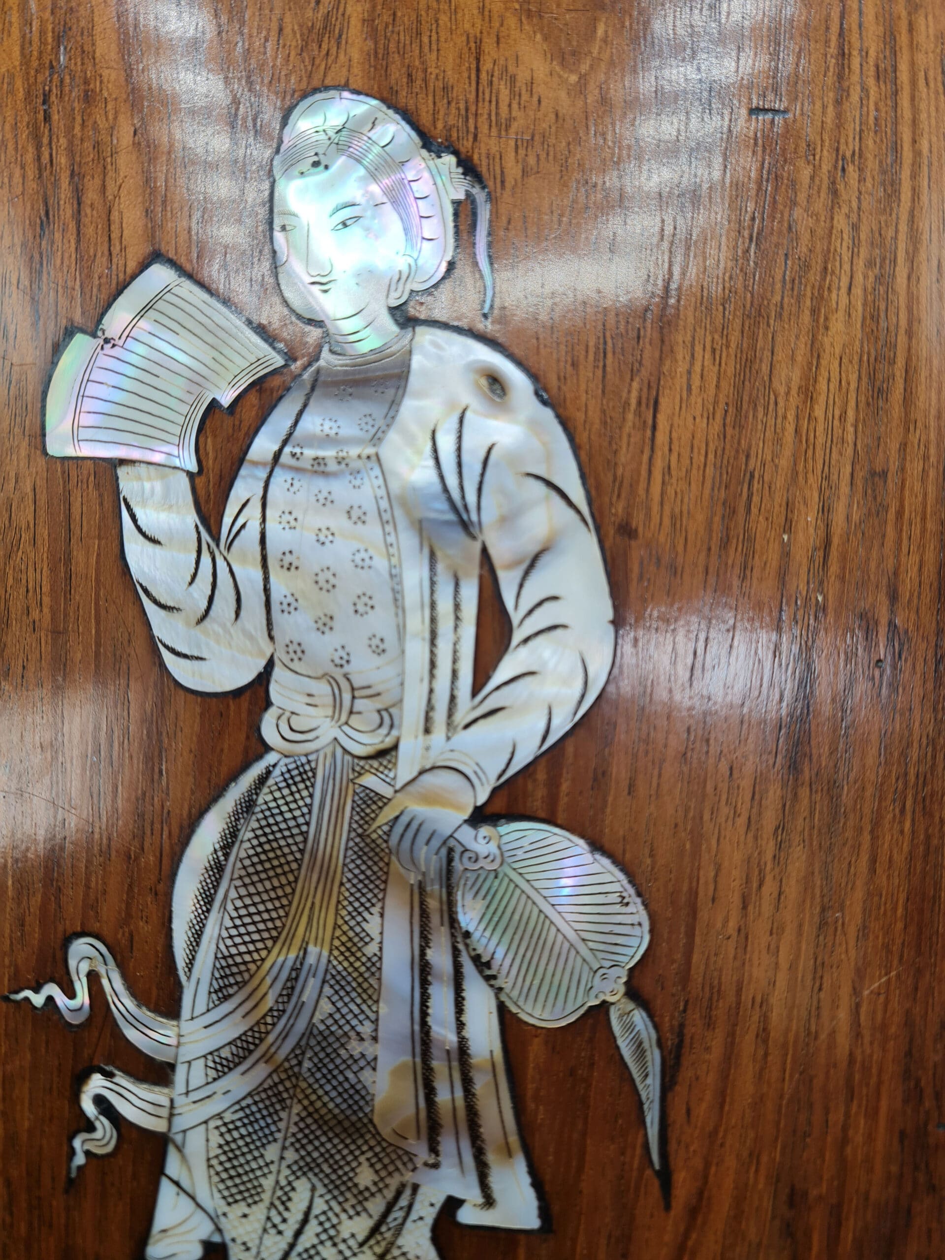 Late 19th Century Chinese Mother Of Pearl Wood Wall Plaque - Image 2