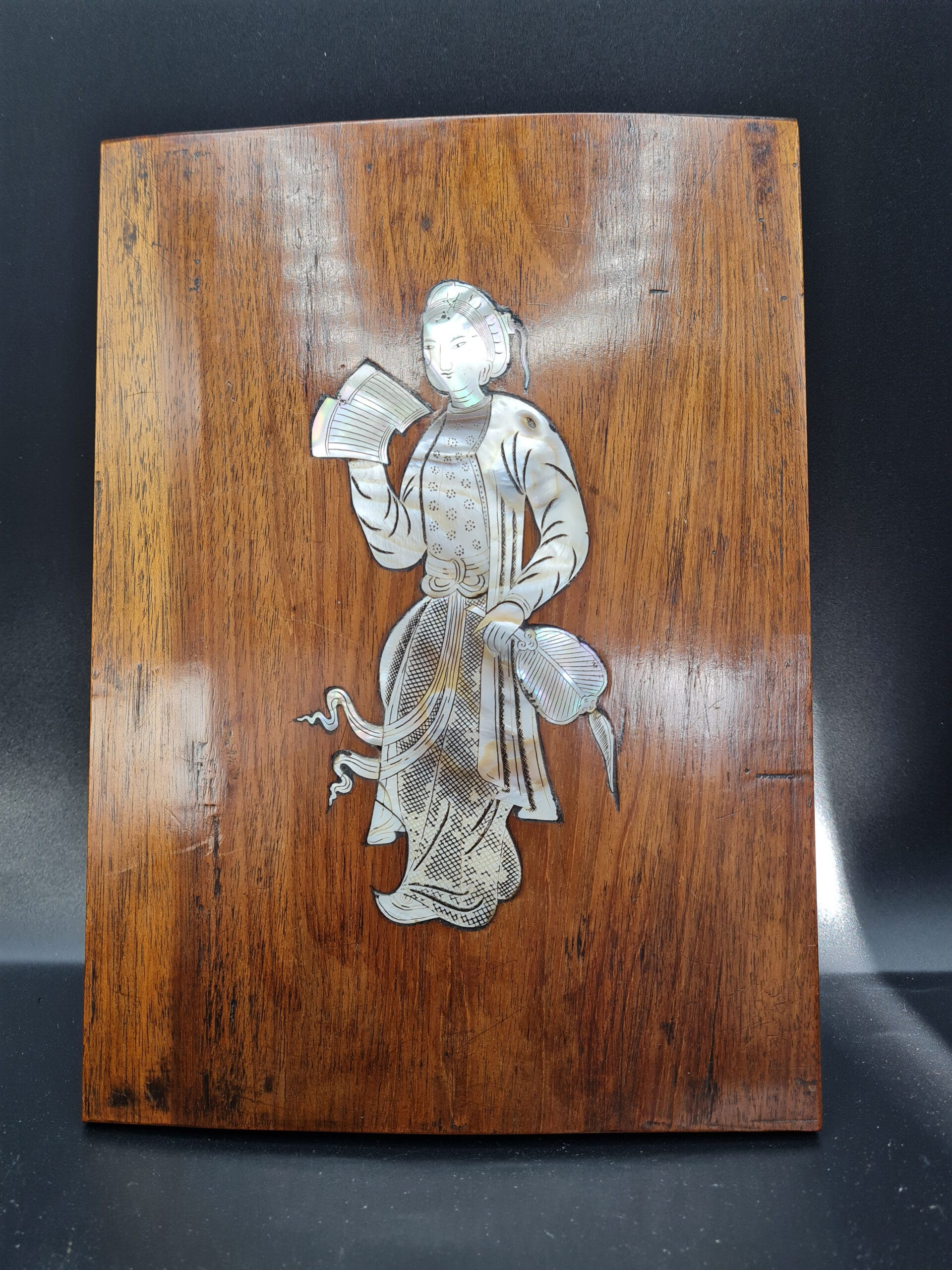 Late 19th Century Chinese Mother Of Pearl Wood Wall Plaque