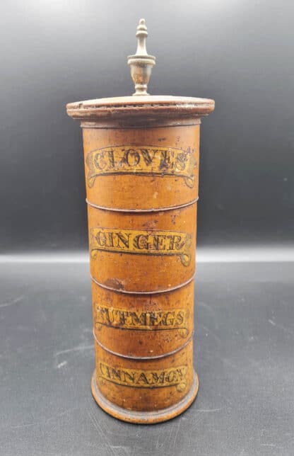 Antique 4 Compartment Spice Tower With Finial