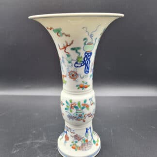 Chinese Doucai Gu Beaker Vase - Qianlong Mark