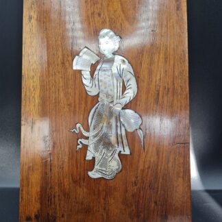 Late 19th Century Chinese Mother Of Pearl Wood Wall Plaque