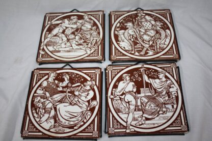 4 x Antique Minton Tiles By John Moyr Smith Dated 1800s