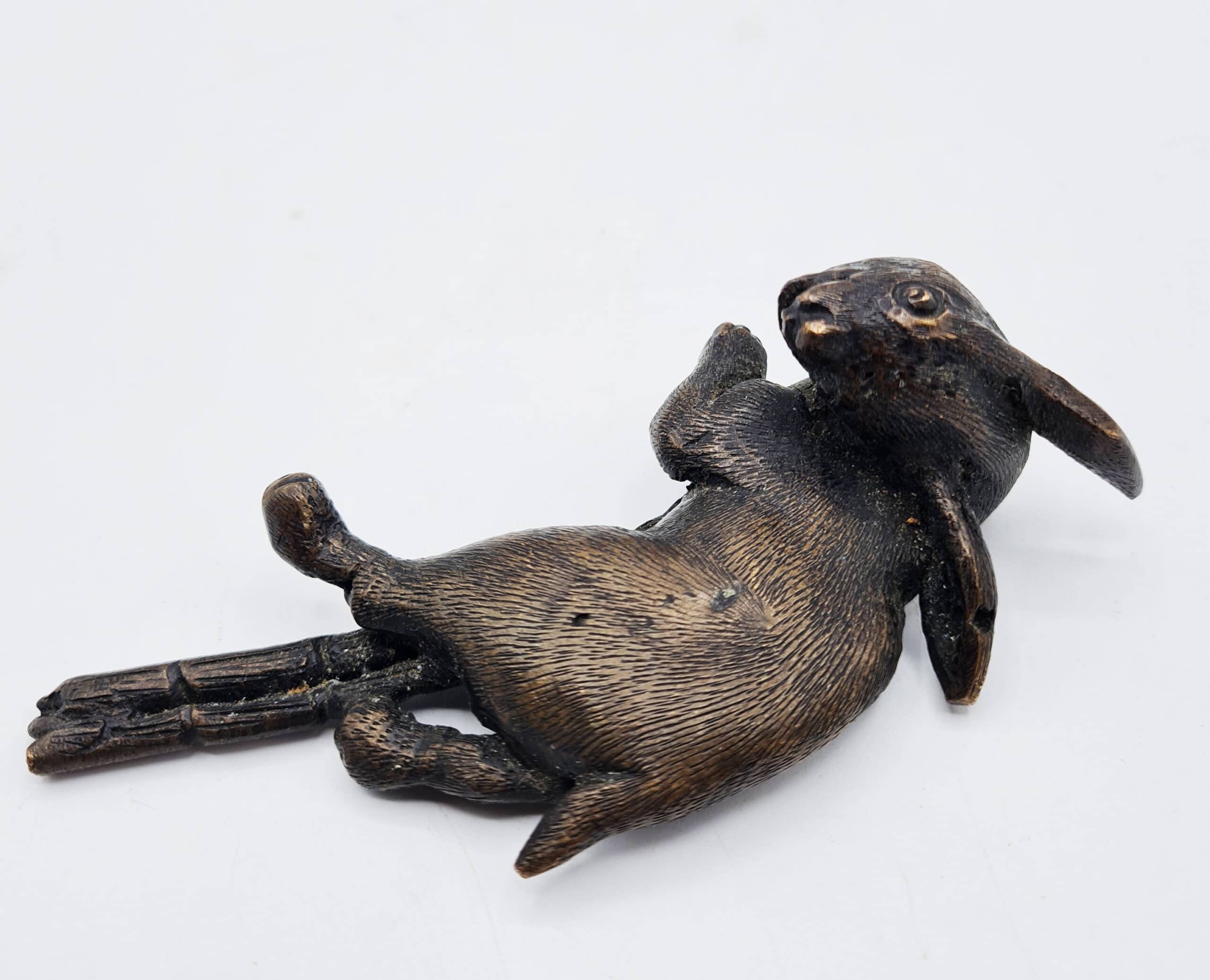 Antique Sculptured Bronze Hare