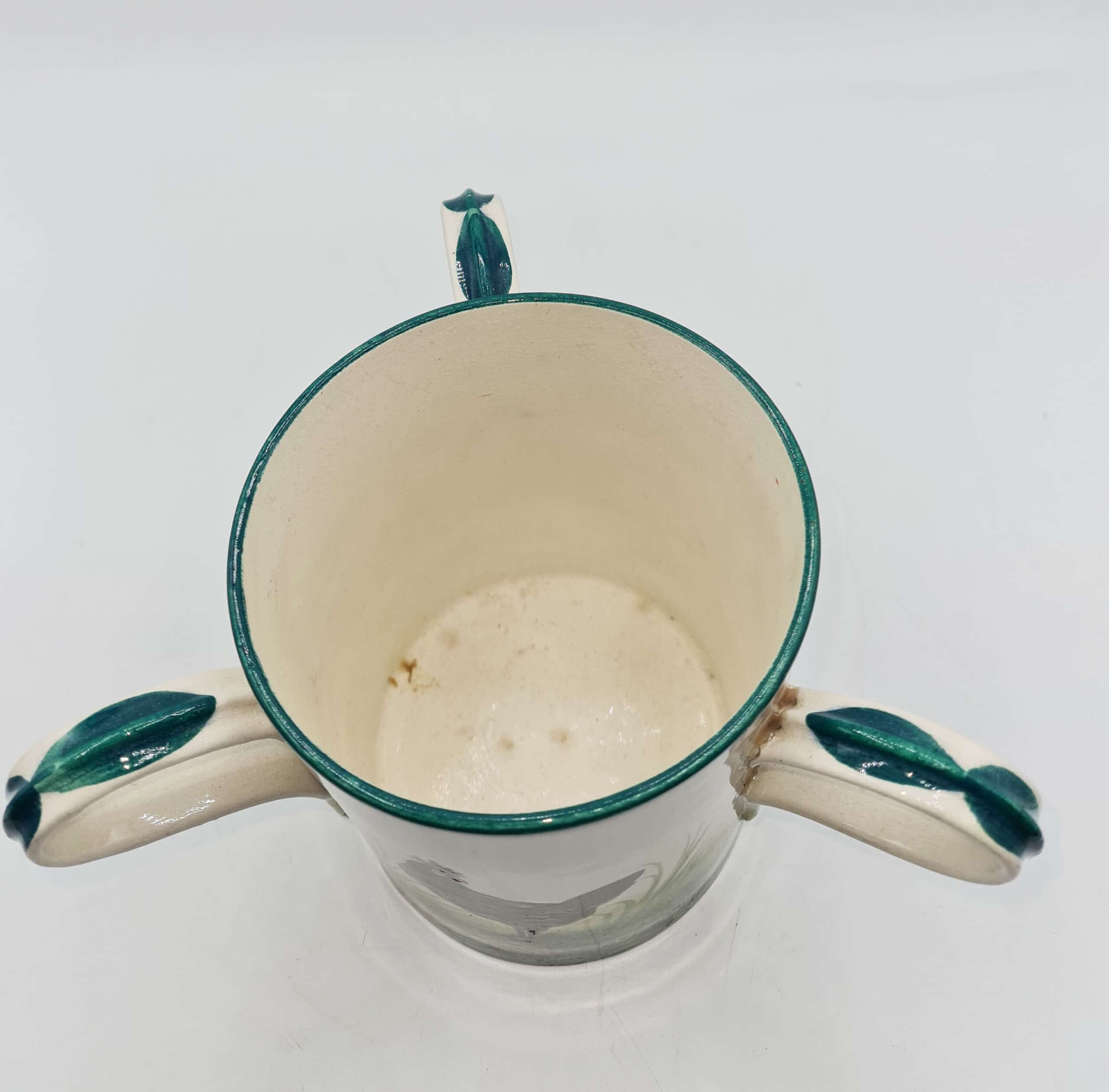 c1900 Large Wemyss Pottery Black Cockerels Tyg - Image 4