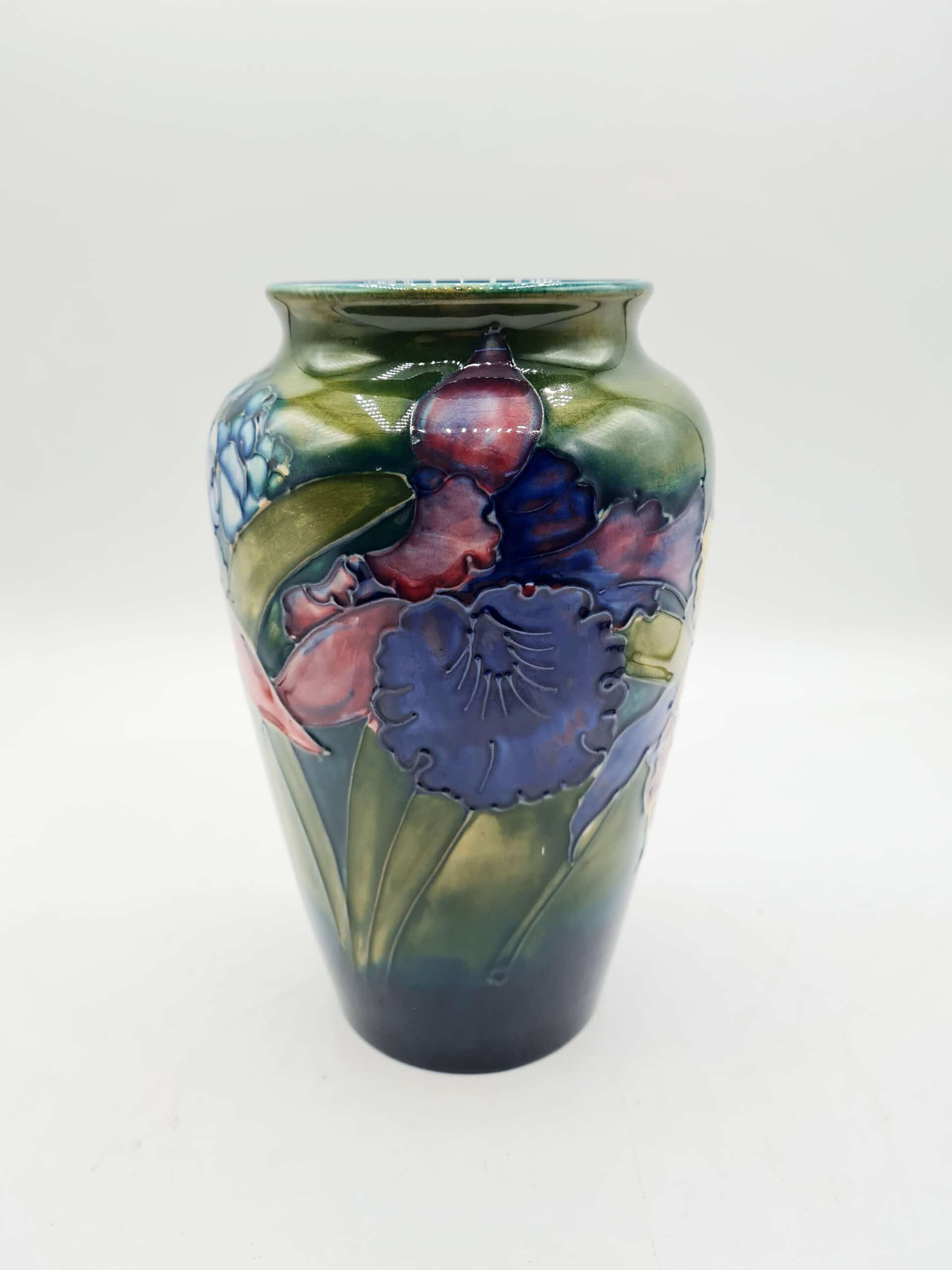 Moorcroft Orchid Green Glazed Vase signed William Moorcroft - Image 3
