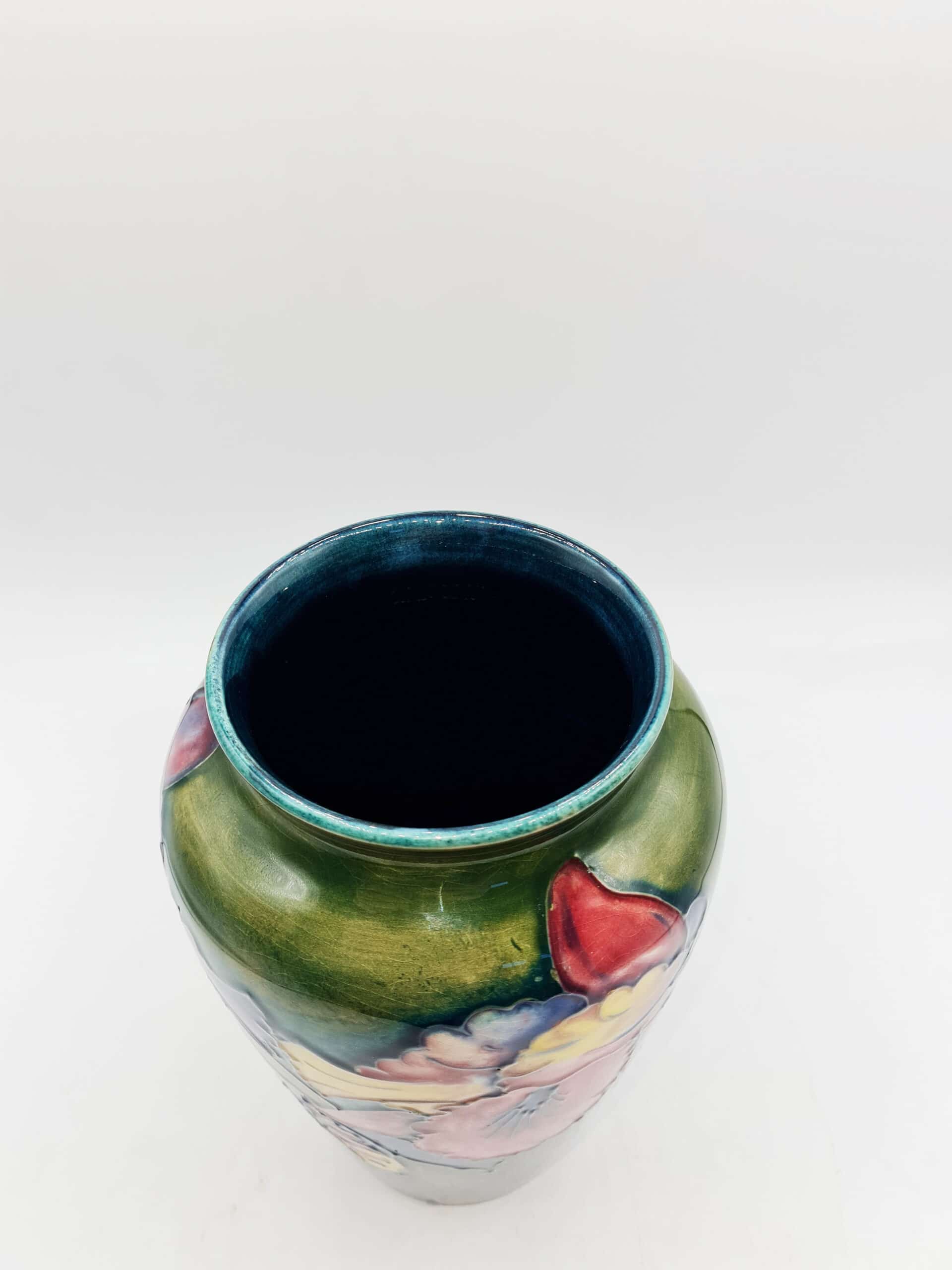Moorcroft Orchid Green Glazed Vase signed William Moorcroft - Image 4