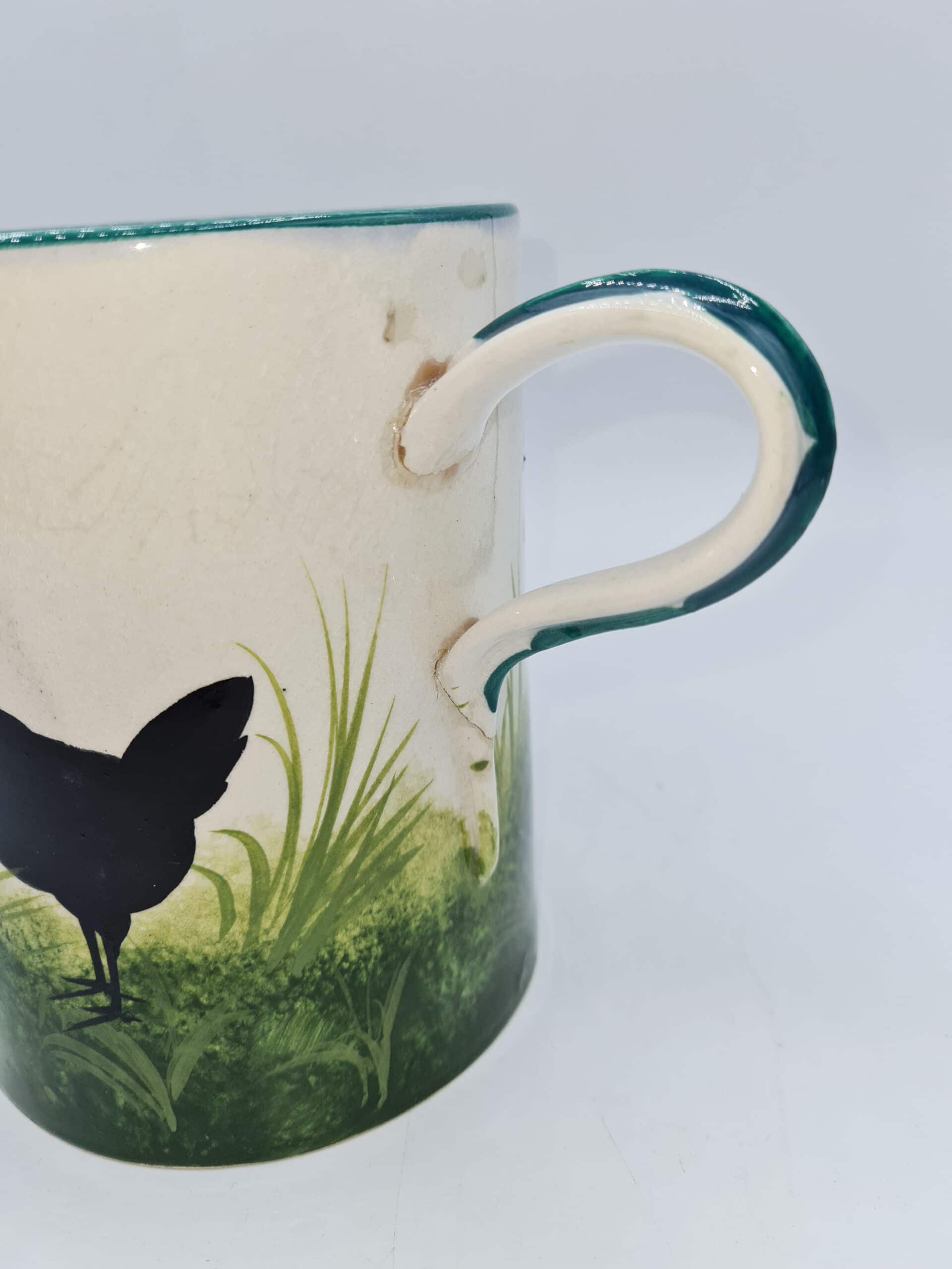 c1900 Large Wemyss Pottery Black Cockerels Tyg - Image 3