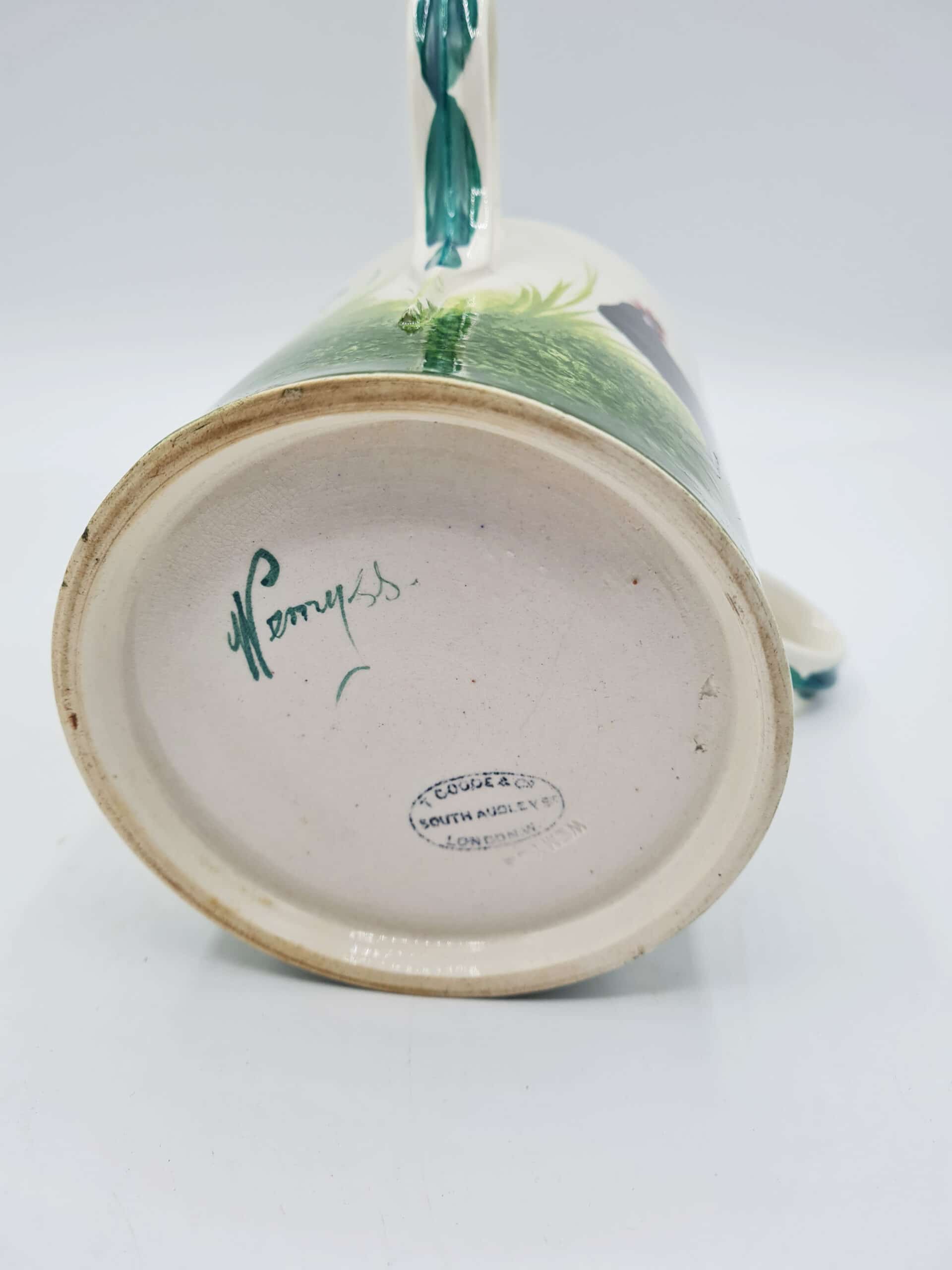 c1900 Large Wemyss Pottery Black Cockerels Tyg - Image 5