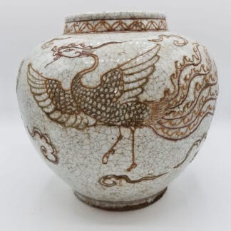 Antique Chinese Cizhou-Style Crackle Glaze Squat Baluster Vase