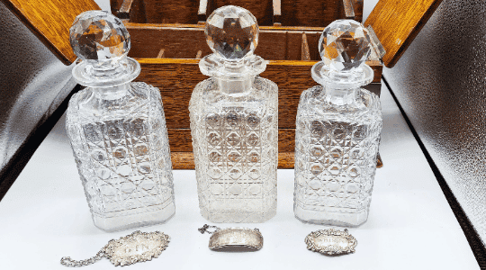 19th Century Victorian Oak Three Cut-Crystal Decanter Tantalus - Image 9