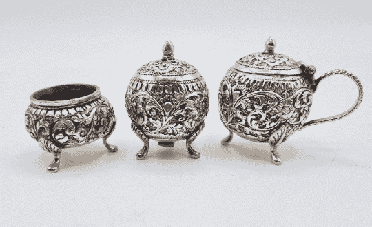 Antique 19th Century Indian Cutch Silver Cruet Set - Image 2