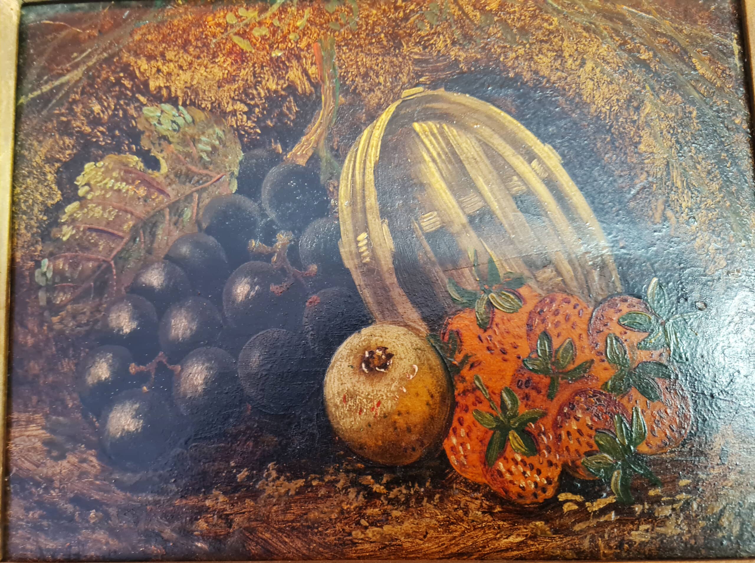 Old Still Life Fruit Oil Painting With Plaque W. Hunt R.A. - Image 4
