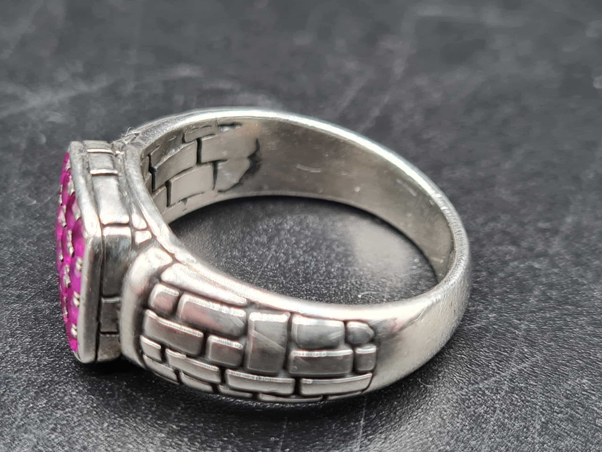 925 Silver & Ruby Chunky Ring - Image 3