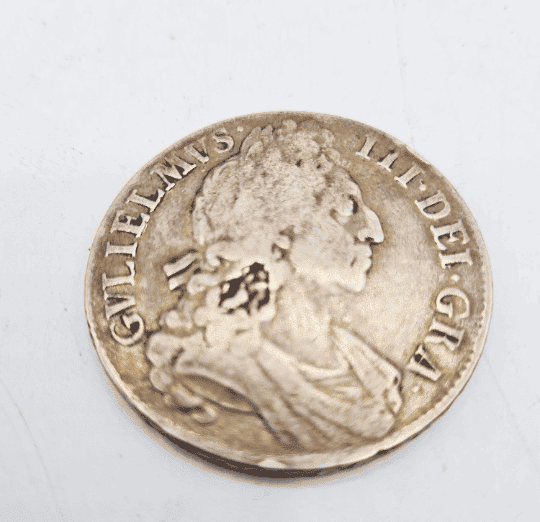 Rare British Planchet Flaw 1696 King William III Silver Crown