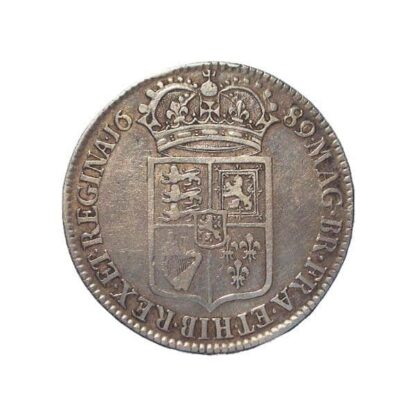 1689 King William & Queen Mary Silver Half Crown FRA