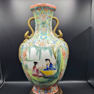 Chinese Polychrome Enamel Vase - Six Figure Mark