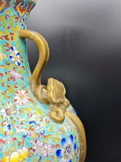 Chinese Polychrome Enamel Vase - Six Figure Mark - Image 8