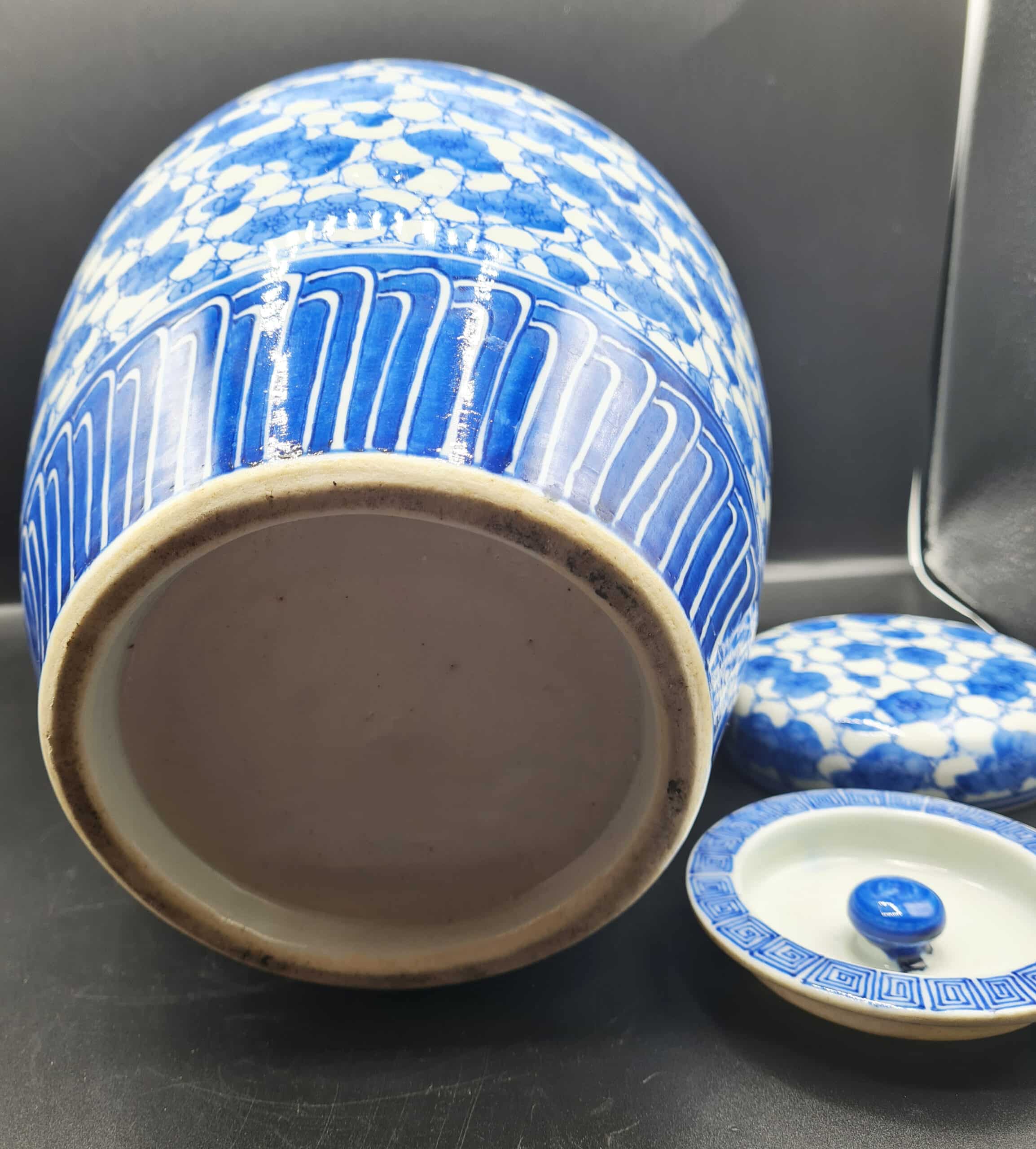 Antique Large Chinese Blue & White Prunus Ovoid Ginger Jar - Image 8