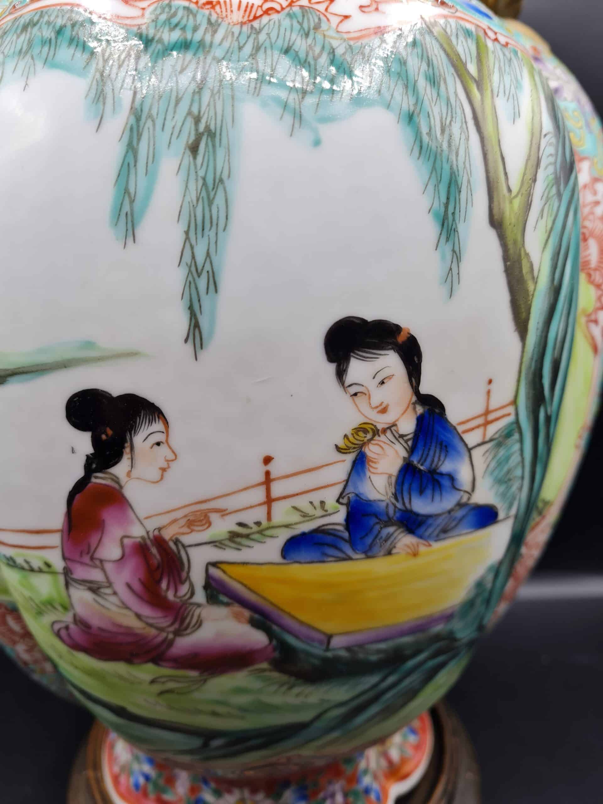 Chinese Polychrome Enamel Vase - Six Figure Mark - Image 6