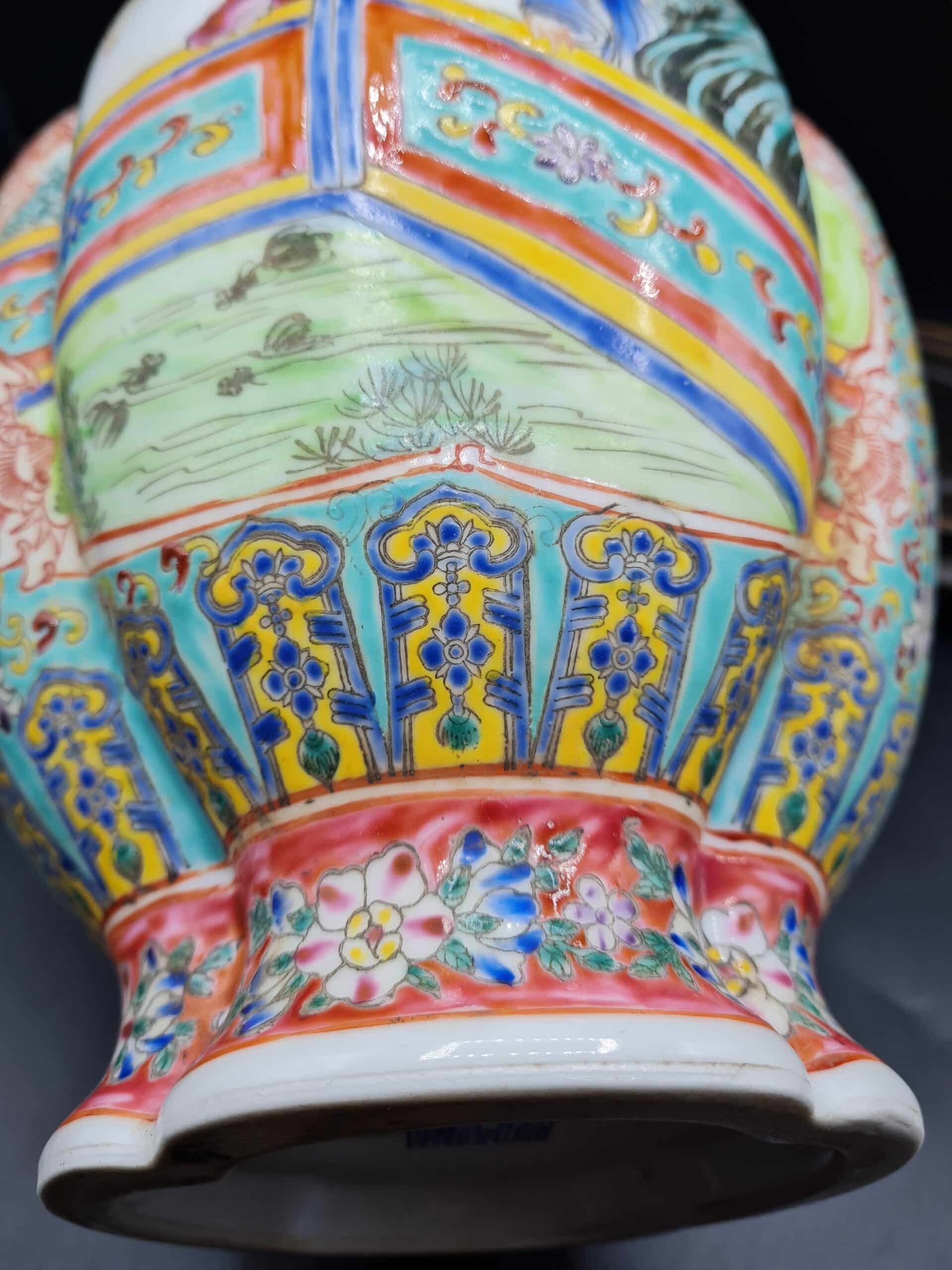 Chinese Polychrome Enamel Vase - Six Figure Mark - Image 11