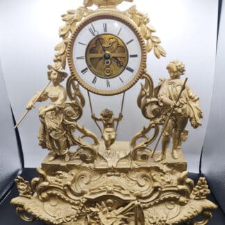 19th Century French Farcot Swinging Cherub Gilt Mantel Clock
