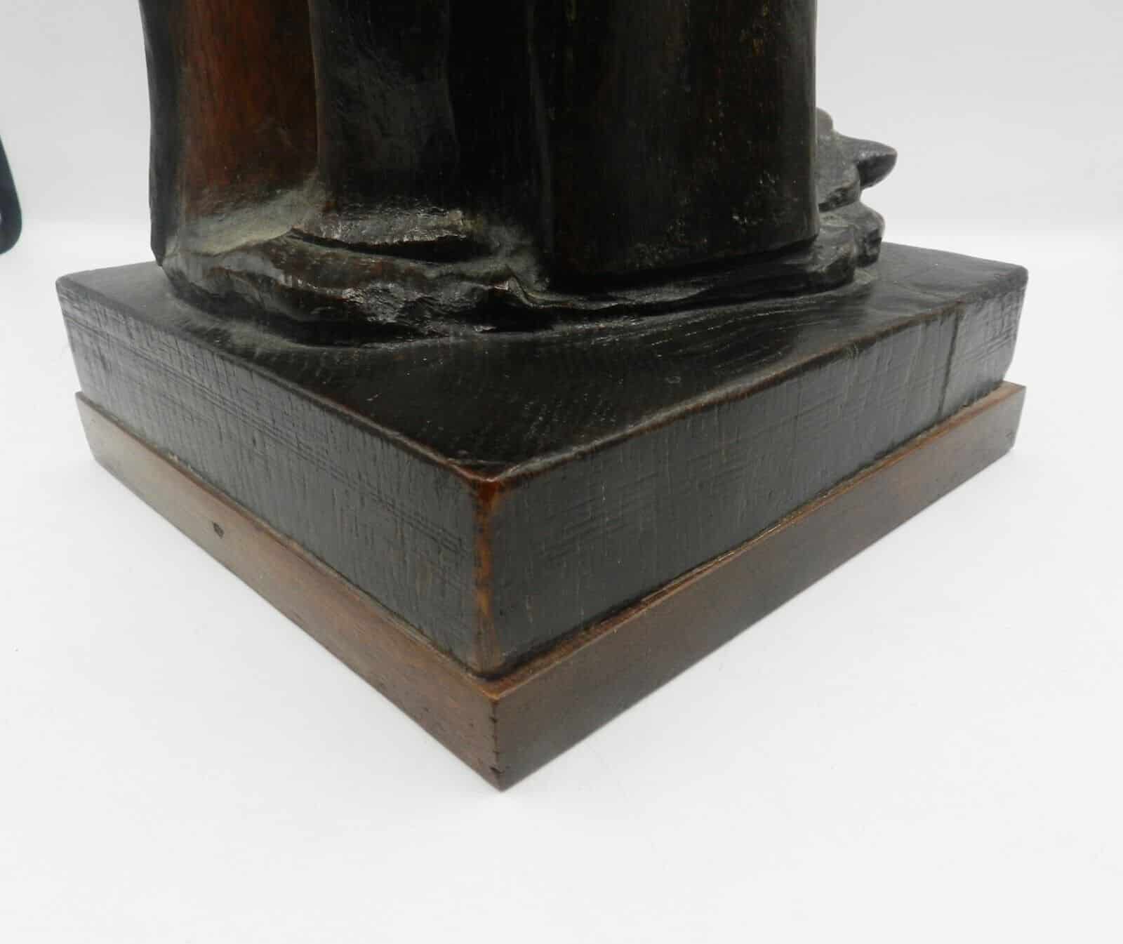 19th Century Antique Large Oak Carved Friar/Monk Statue - Image 8