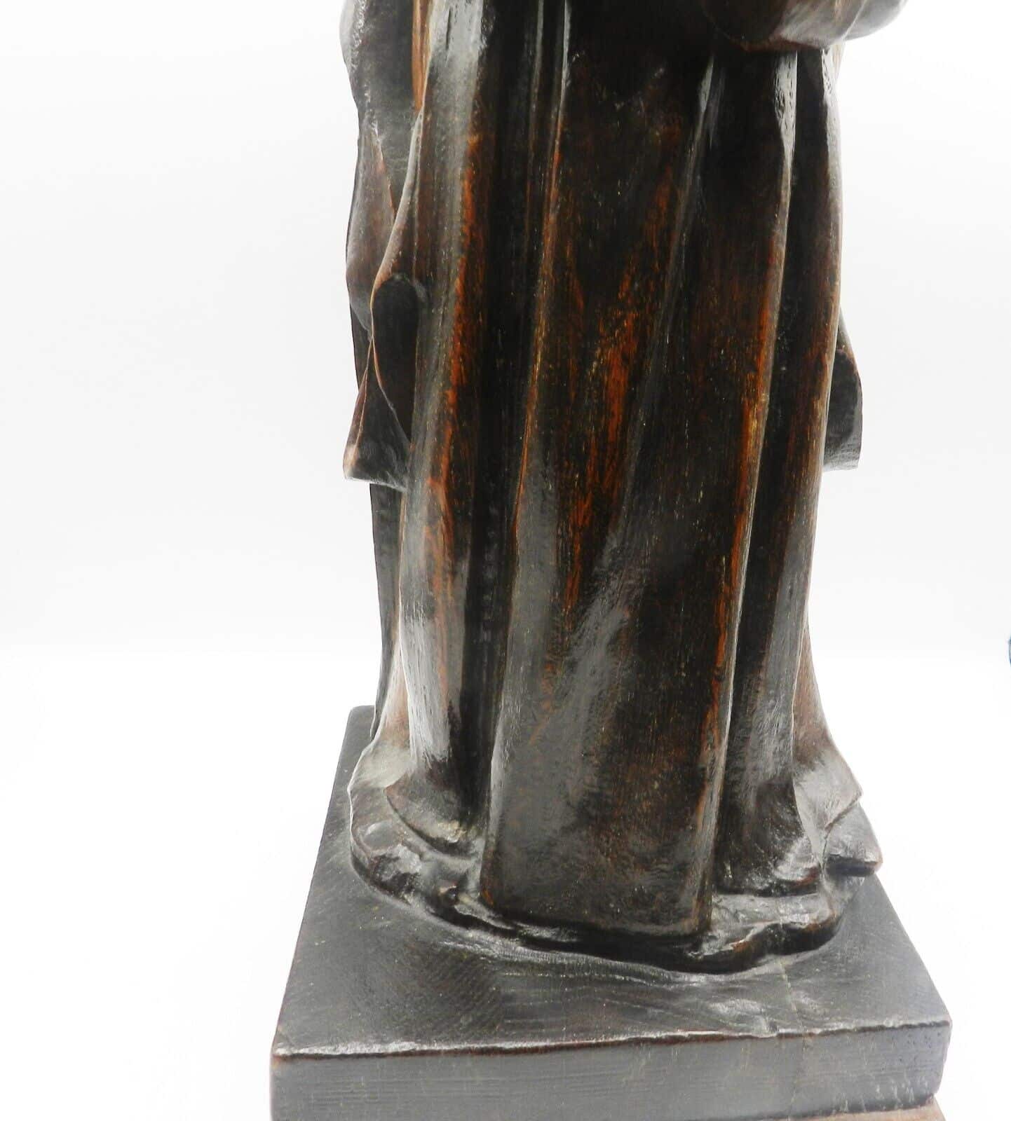 19th Century Antique Large Oak Carved Friar/Monk Statue - Image 6