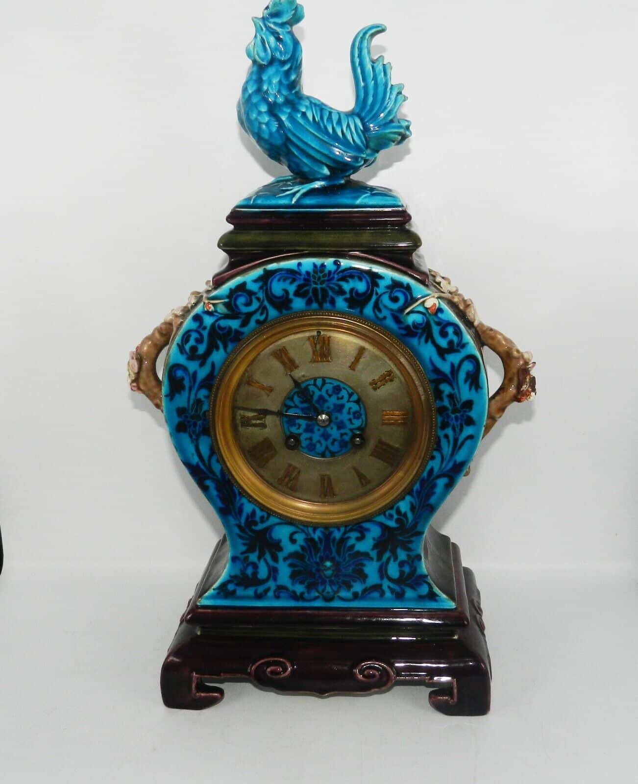 19th-Century French Majolica Clock