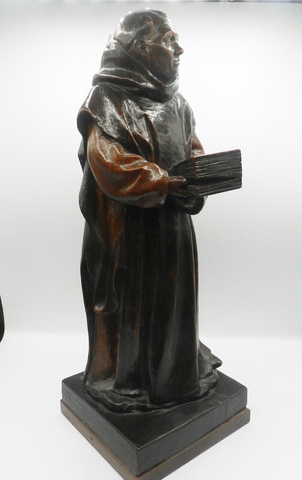 19th Century Antique Large Oak Carved Friar/Monk Statue - Image 4
