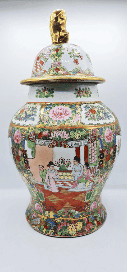 Chinese Famille Rose Temple Jar