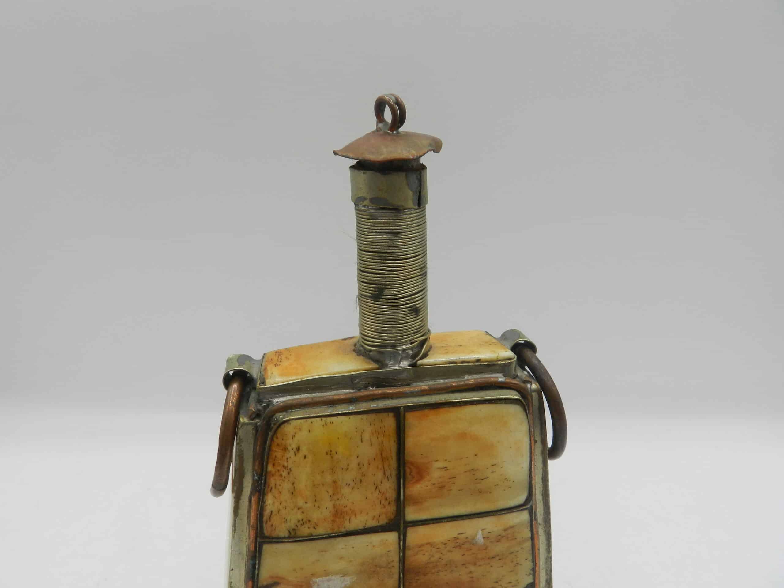 Antique Ottoman Gun Powder Flask Inlaid With Decorative Bone - Image 5