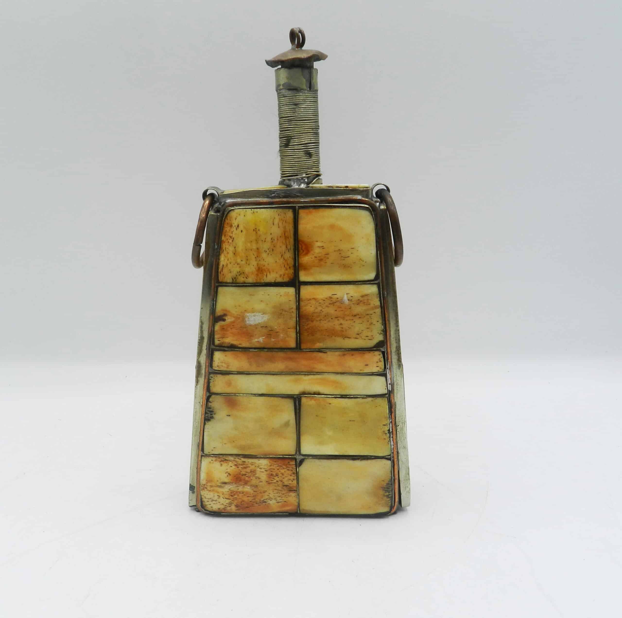 Antique Ottoman Gun Powder Flask Inlaid With Decorative Bone